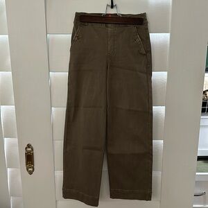 SPANX Stretch Twill Cropped Wide Leg Pants SIZE XS cedar color